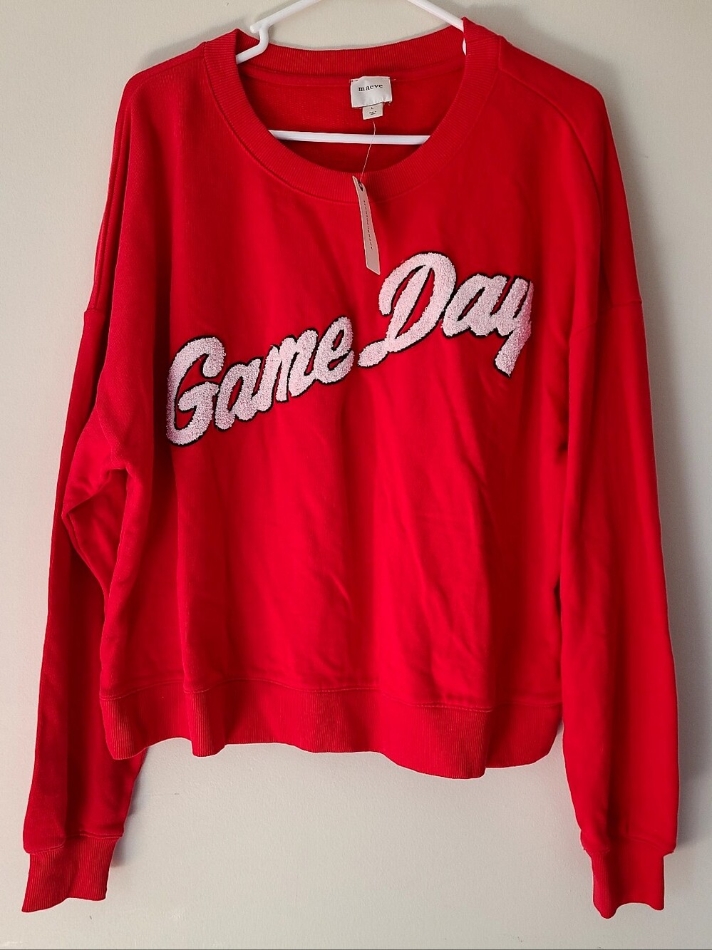 Maeve Anthropologie Game Day Red Sweatshirt Size L NWT